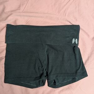 Foldover Yoga Shorts Victoria's Secret Black with Wing Accent